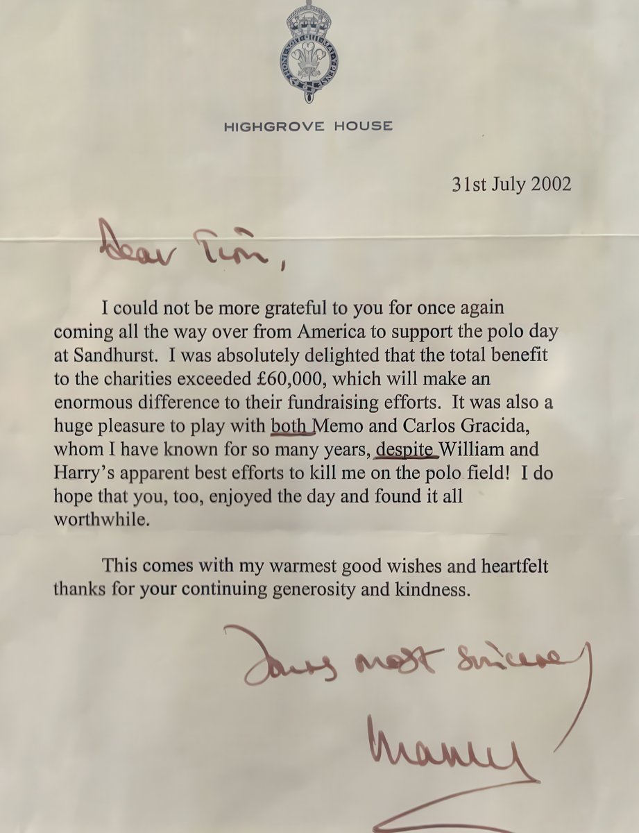 A letter from King Charles on Highgrove House letterhead.