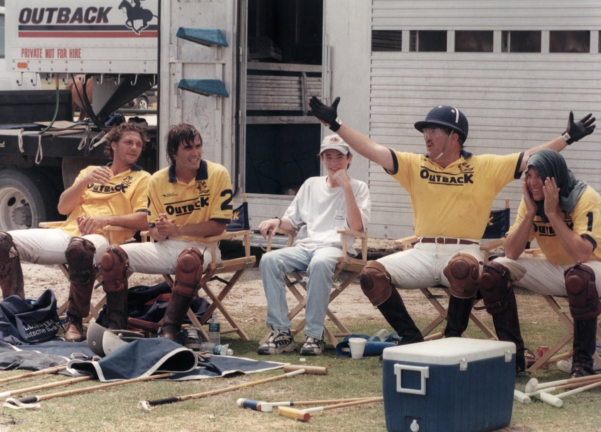 The Outback team between chukkers. Chris among the players.