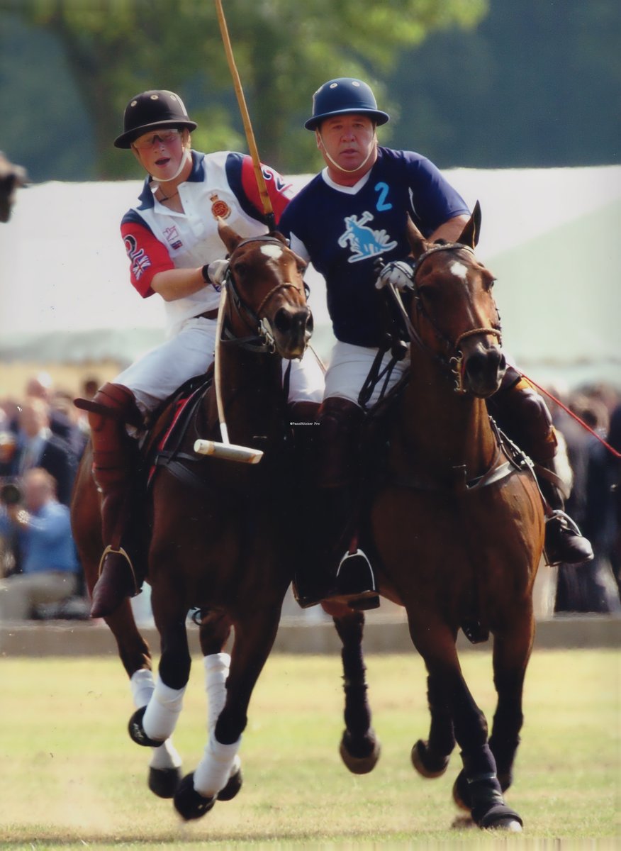 A bump with Prince Harry during a match.
